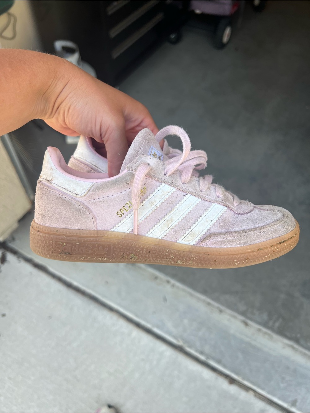 Adidas youth handball spezial clear pink non dyed gum shoes